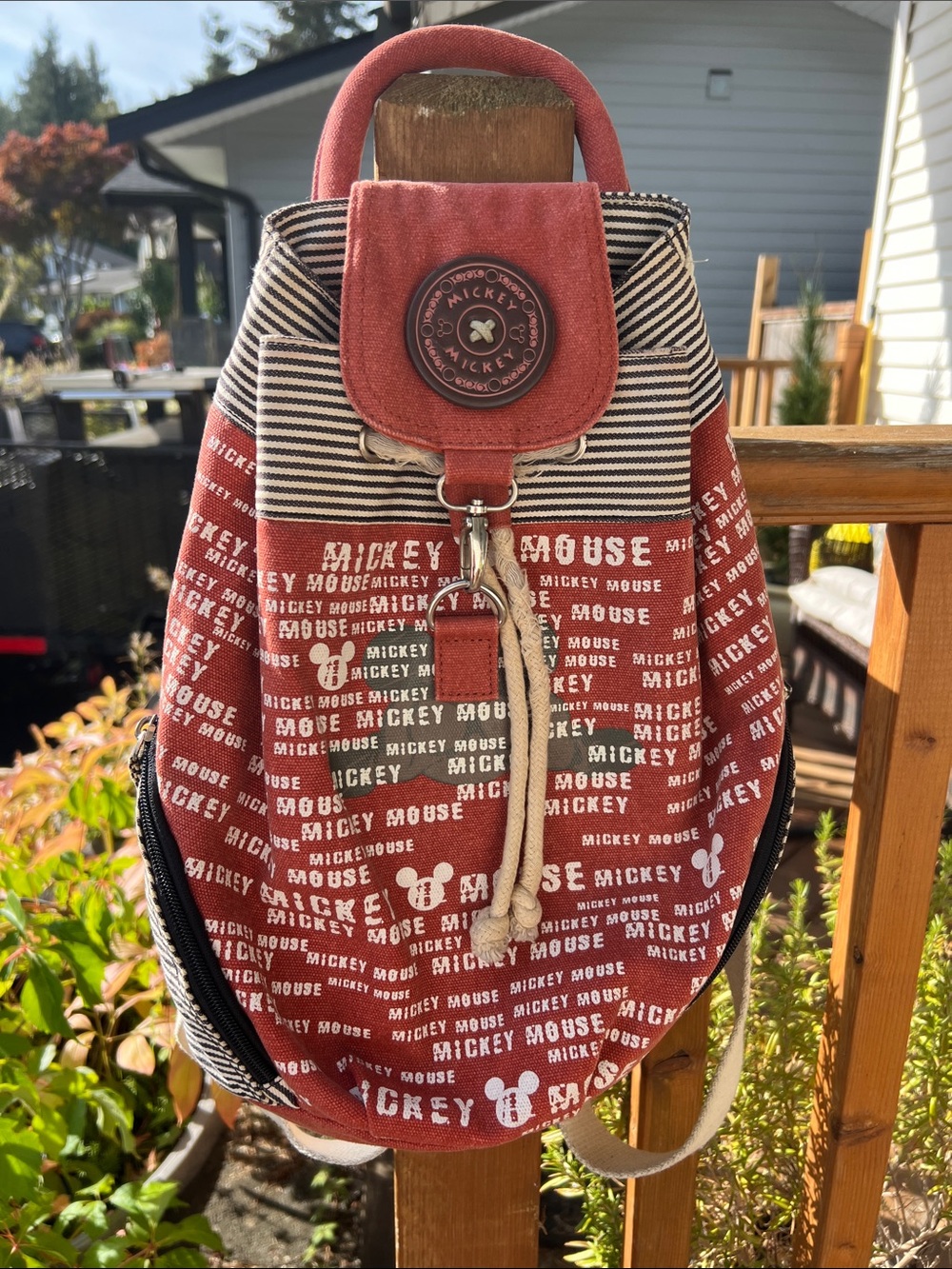 Mickey Mouse Red Canvas Drawstring Backpack